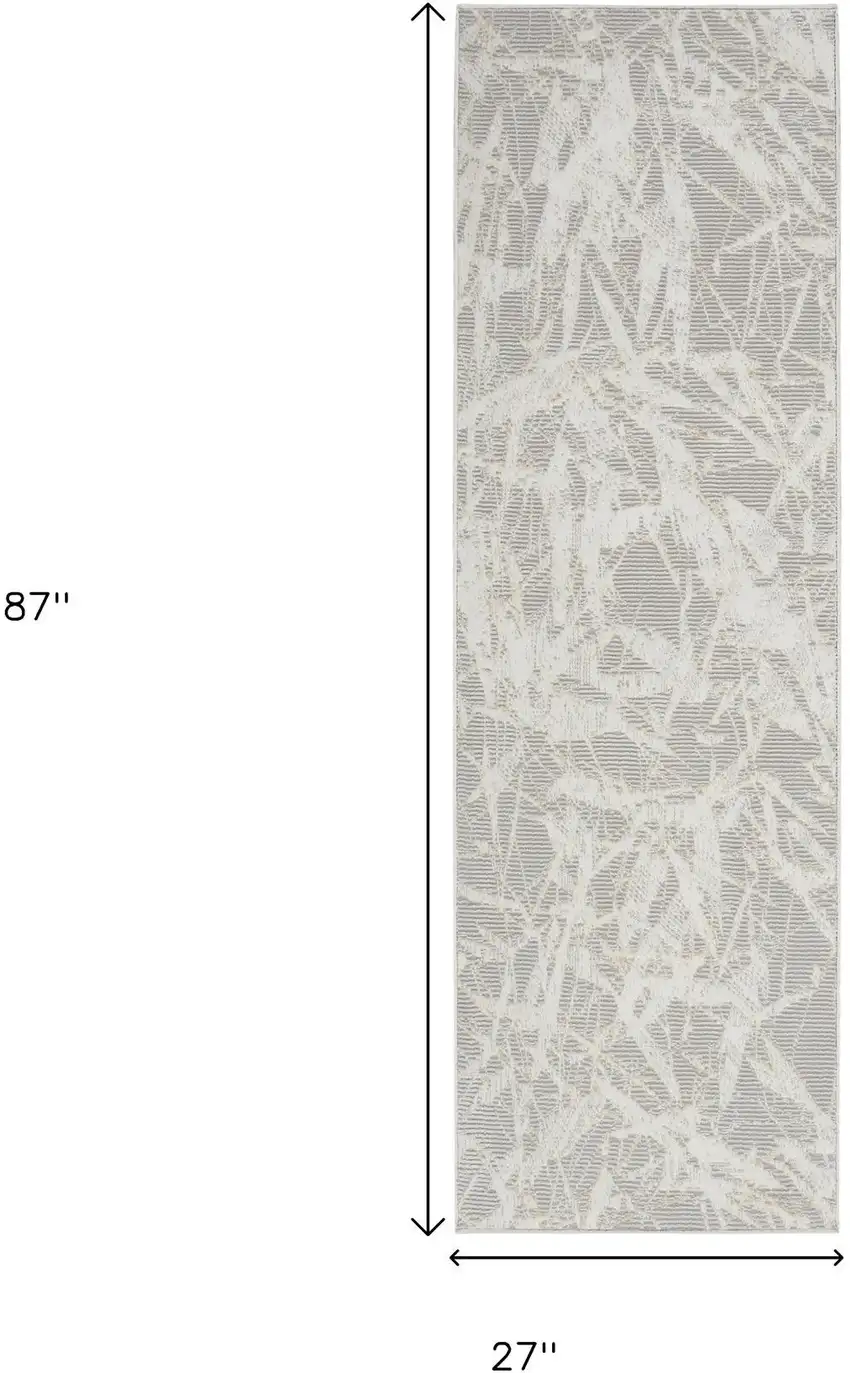 7' Gray Abstract Power Loom Runner Rug Photo 3