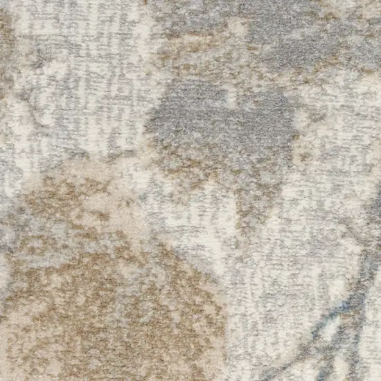 7' Gray Abstract Power Loom Runner Rug Photo 2