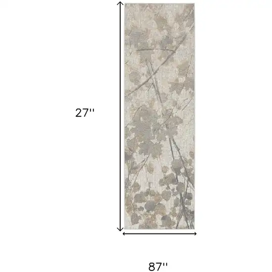 7' Gray Abstract Power Loom Runner Rug Photo 3