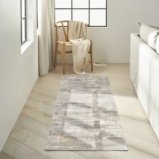 10' Gray Abstract Power Loom Runner Rug Photo 5