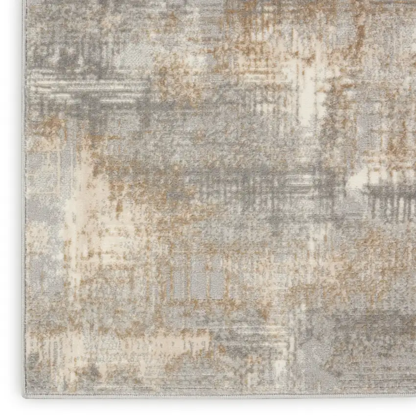 10' Gray Abstract Power Loom Runner Rug Photo 8