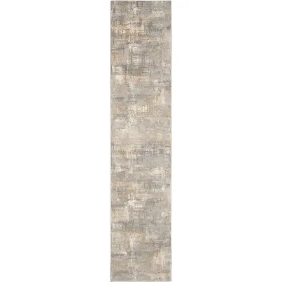 10' Gray Abstract Power Loom Runner Rug Photo 2