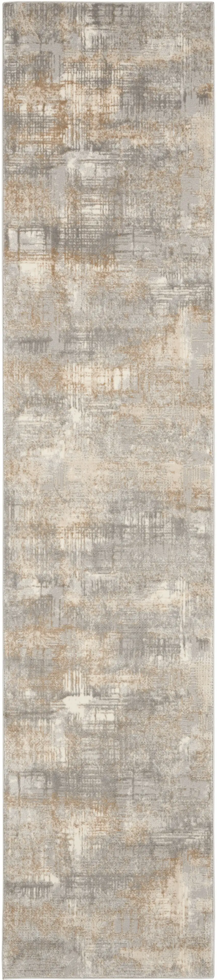 10' Gray Abstract Power Loom Runner Rug Photo 2