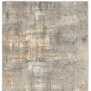 Photo of 10' Gray Abstract Power Loom Runner Rug