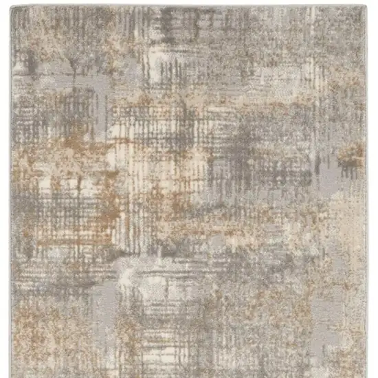 10' Gray Abstract Power Loom Runner Rug Photo 4