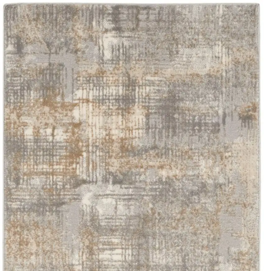 10' Gray Abstract Power Loom Runner Rug Photo 4