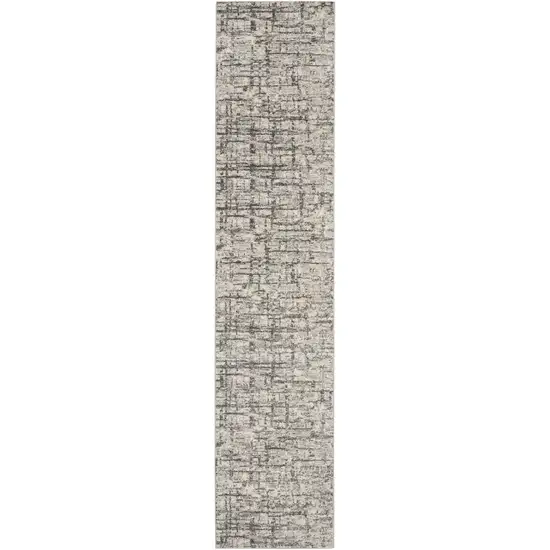 10' Gray Abstract Power Loom Runner Rug Photo 2