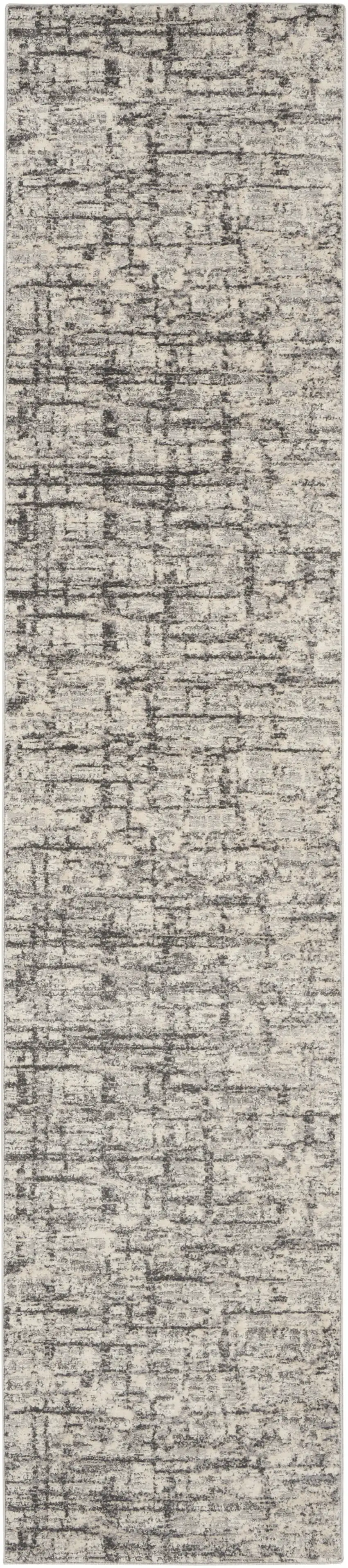 10' Gray Abstract Power Loom Runner Rug Photo 2