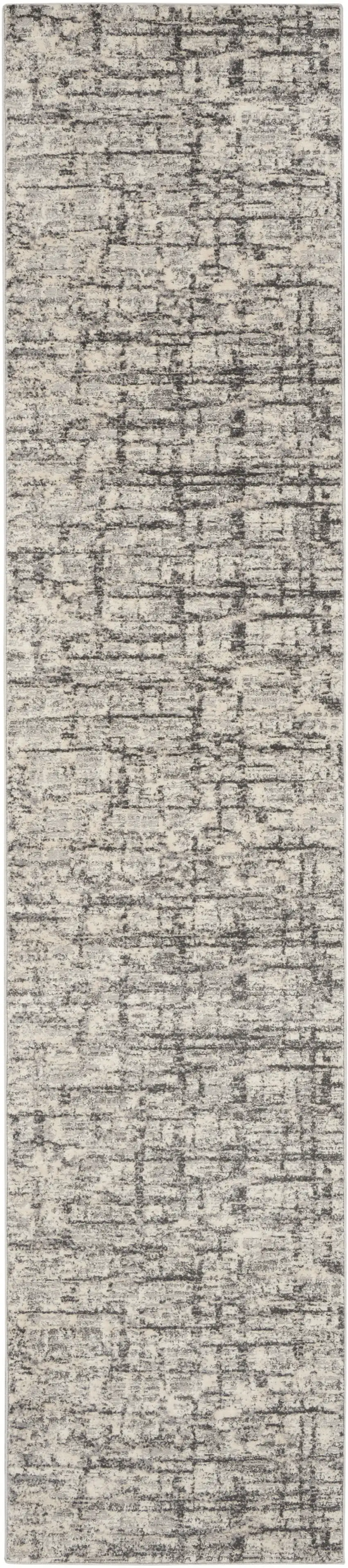 10' Gray Abstract Power Loom Runner Rug Photo 4