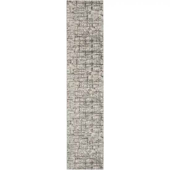 10' Gray Abstract Power Loom Runner Rug Photo 4