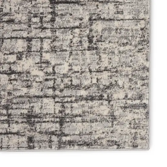 10' Gray Abstract Power Loom Runner Rug Photo 7