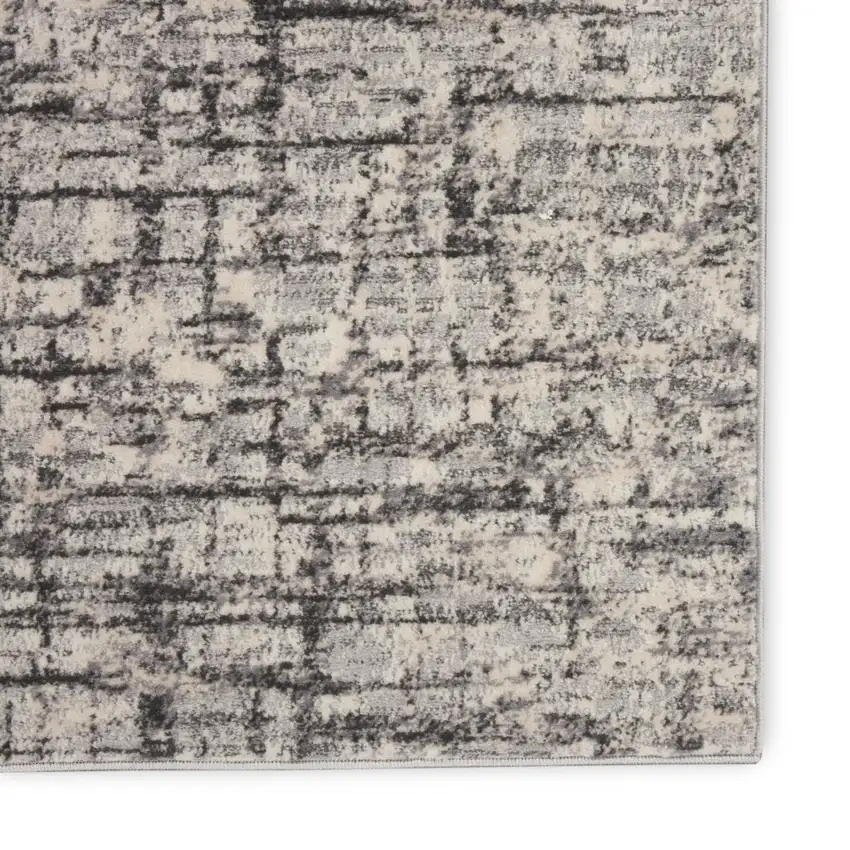 10' Gray Abstract Power Loom Runner Rug Photo 7