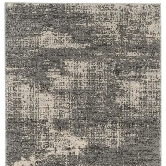 10' Gray Abstract Power Loom Runner Rug Photo 4