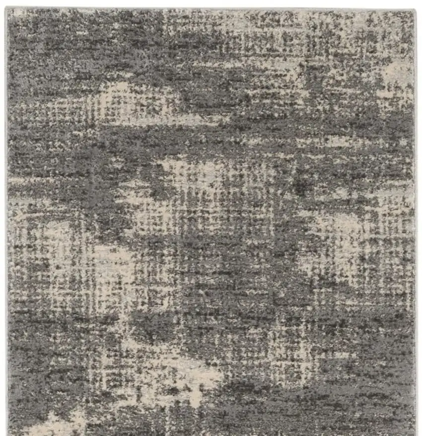 10' Gray Abstract Power Loom Runner Rug Photo 4