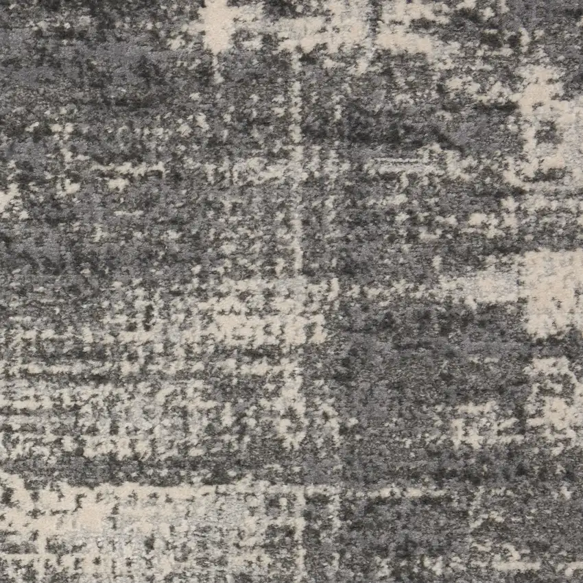 10' Gray Abstract Power Loom Runner Rug Photo 6