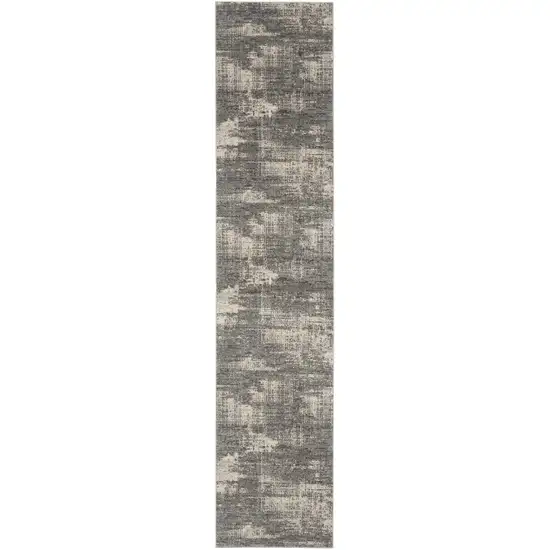 10' Gray Abstract Power Loom Runner Rug Photo 2
