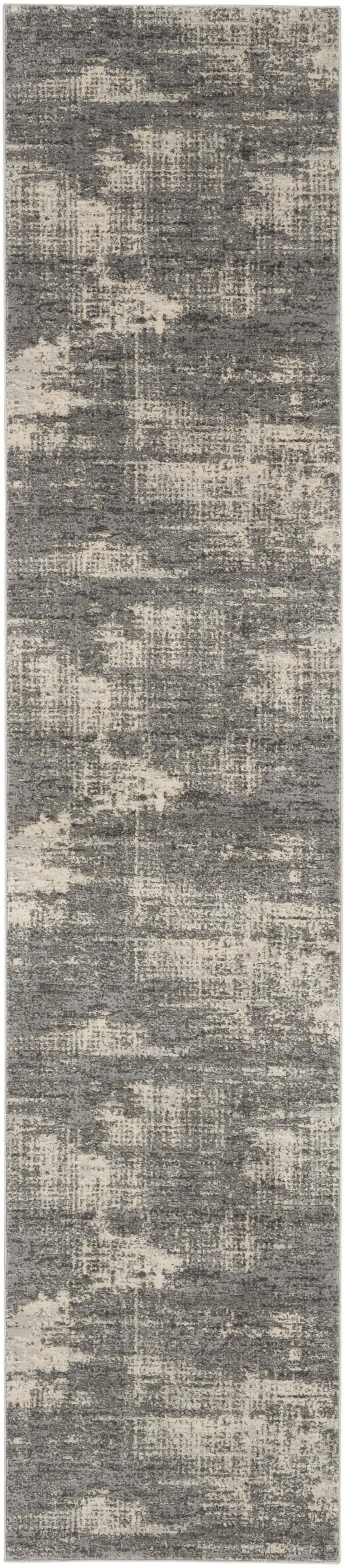 10' Gray Abstract Power Loom Runner Rug Photo 2