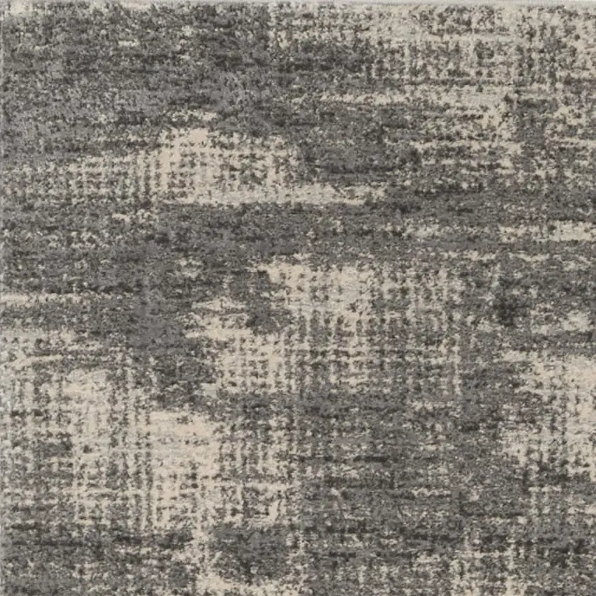 10' Gray Abstract Power Loom Runner Rug Photo 3