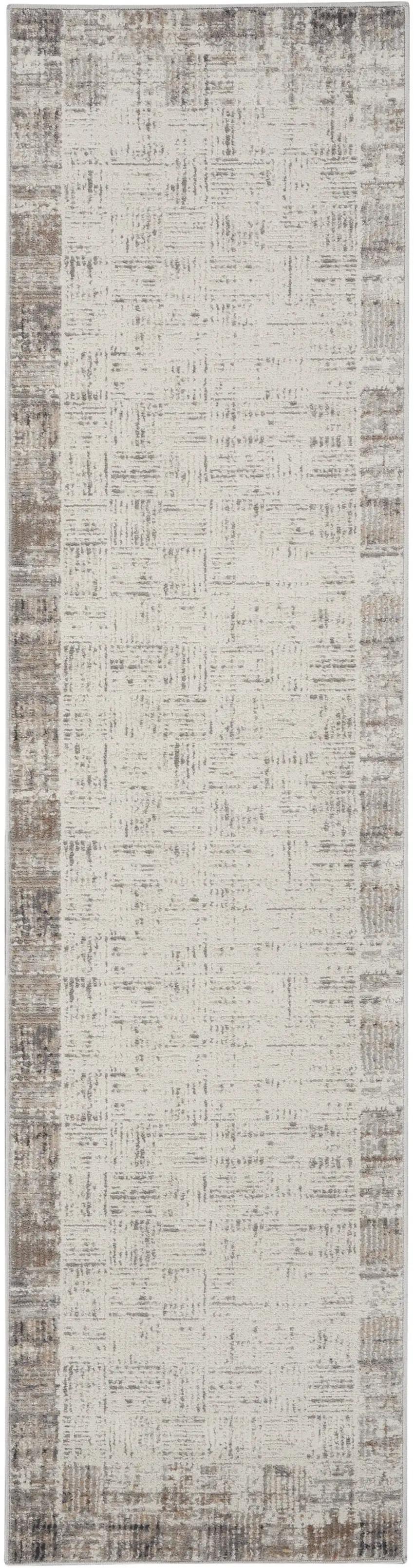18' Gray Abstract Power Loom Runner Rug Photo 1