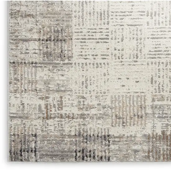 18' Gray Abstract Power Loom Runner Rug Photo 8