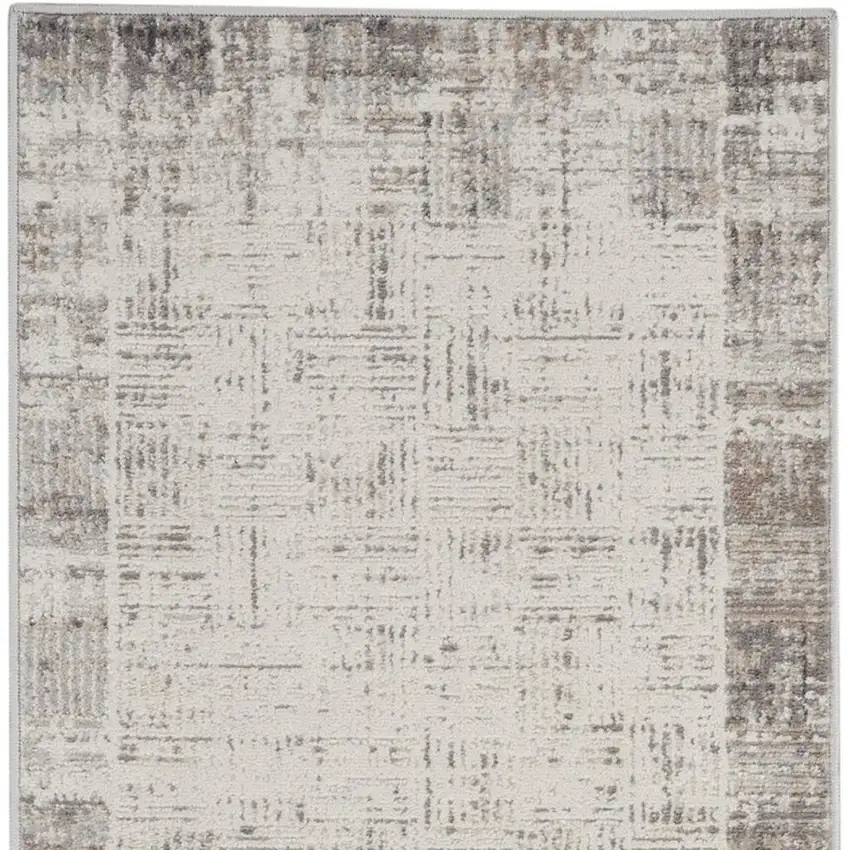 20' Gray Abstract Power Loom Runner Rug Photo 3