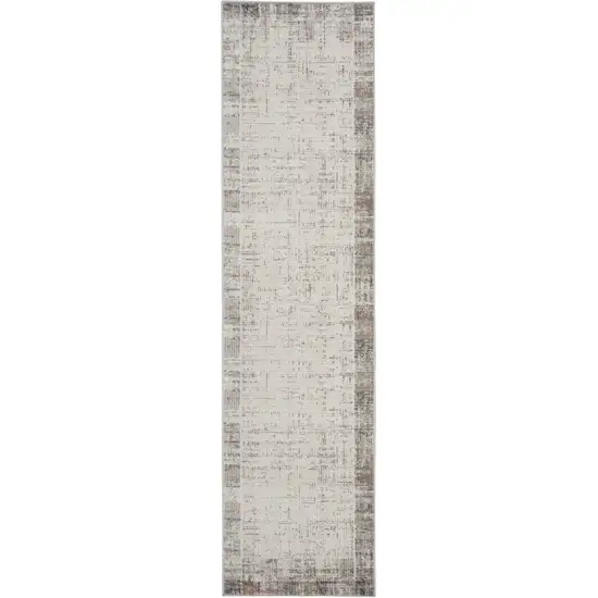 20' Gray Abstract Power Loom Runner Rug Photo 4