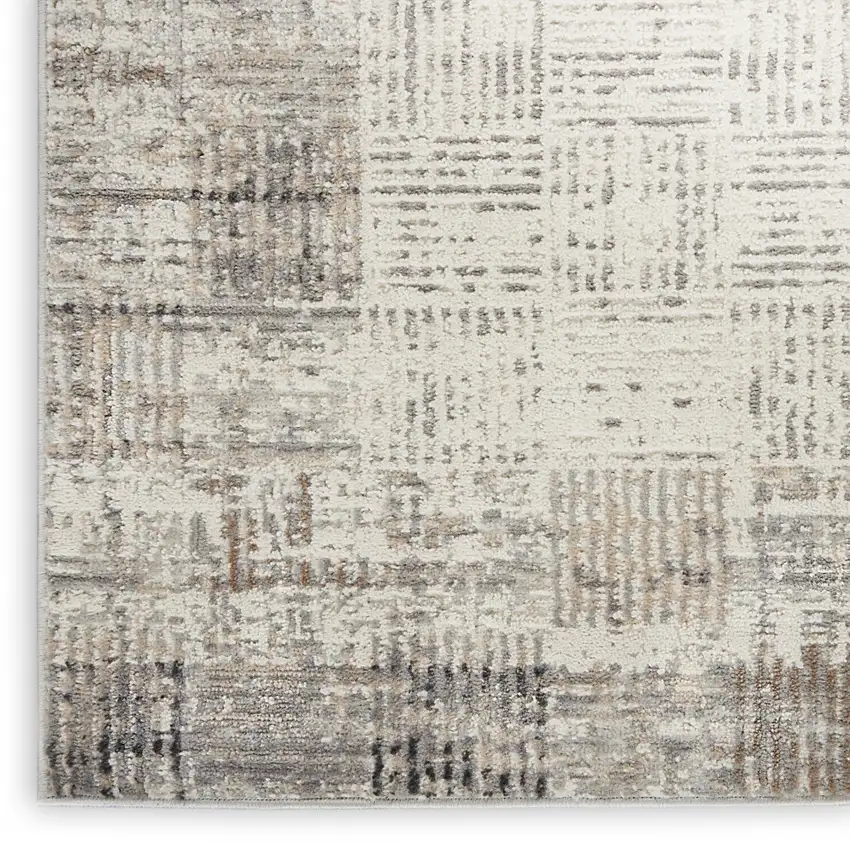 12' Gray Abstract Power Loom Runner Rug Photo 9
