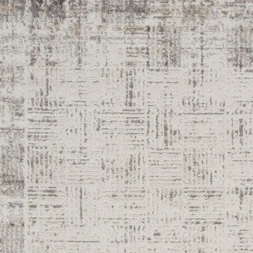 12' Gray Abstract Power Loom Runner Rug Photo 1