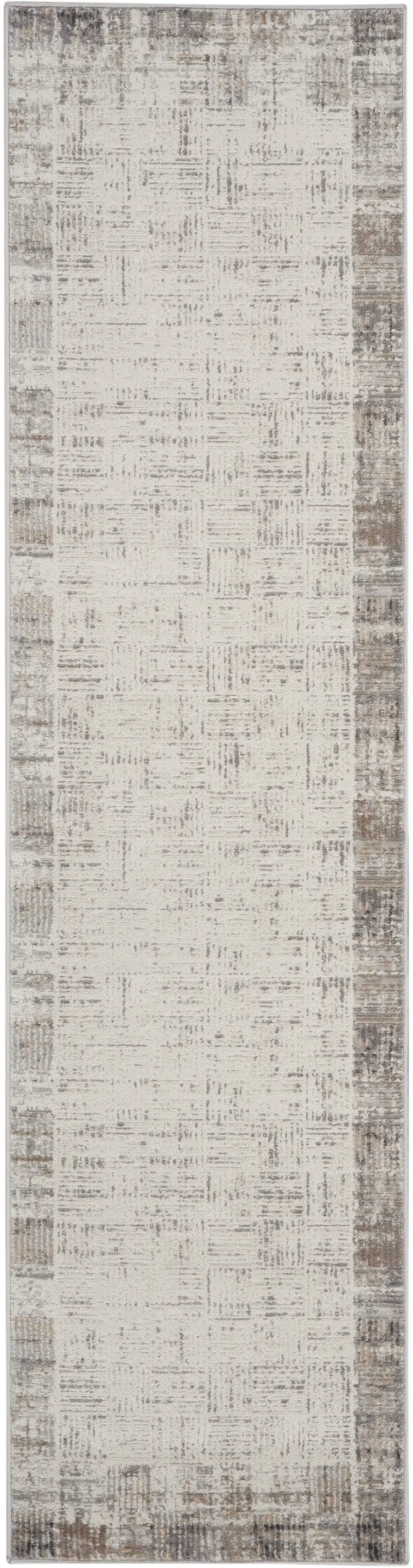 12' Gray Abstract Power Loom Runner Rug Photo 1