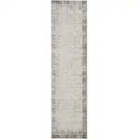 Photo of 12' Gray Abstract Power Loom Runner Rug