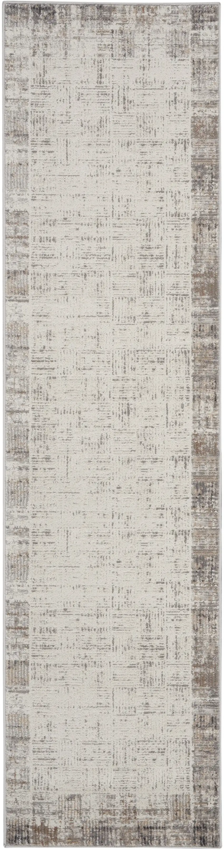 12' Gray Abstract Power Loom Runner Rug Photo 4
