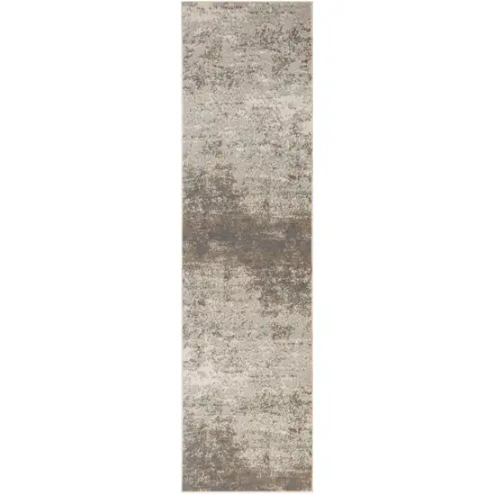 10' Gray Abstract Power Loom Runner Rug Photo 1