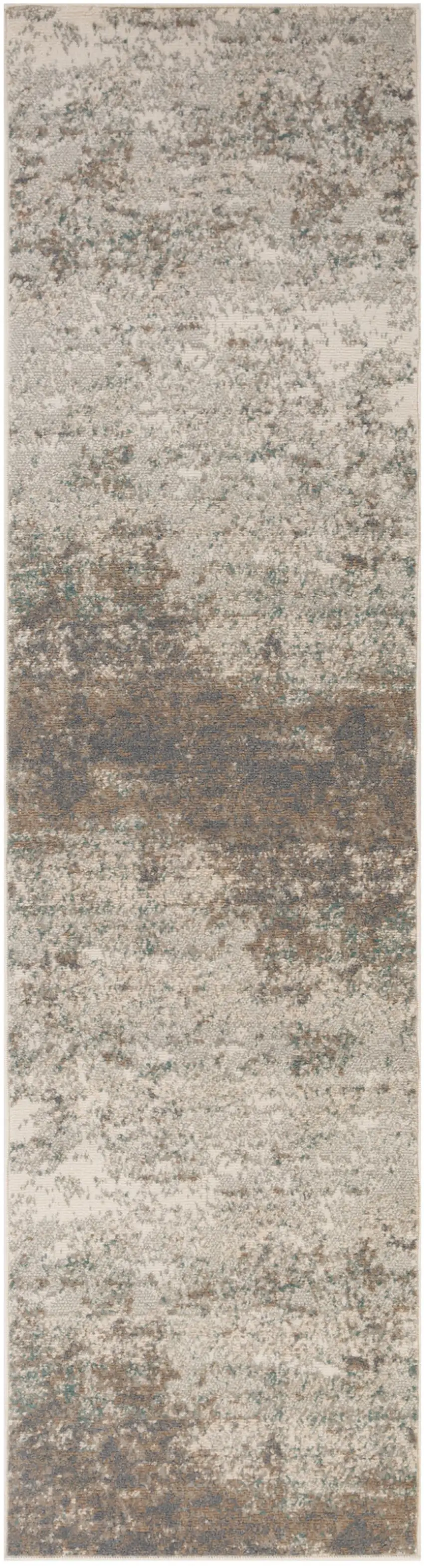 10' Gray Abstract Power Loom Runner Rug Photo 1