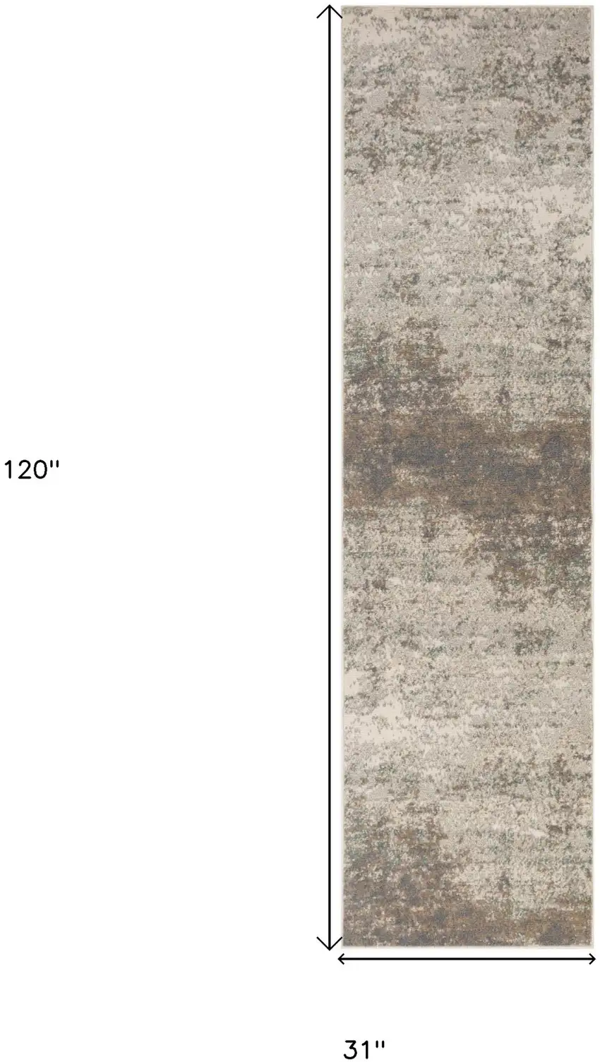 10' Gray Abstract Power Loom Runner Rug Photo 6