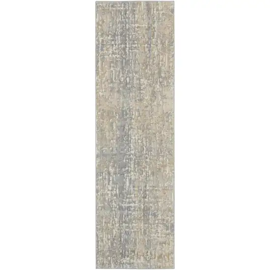 7' Gray Abstract Power Loom Runner Rug Photo 1