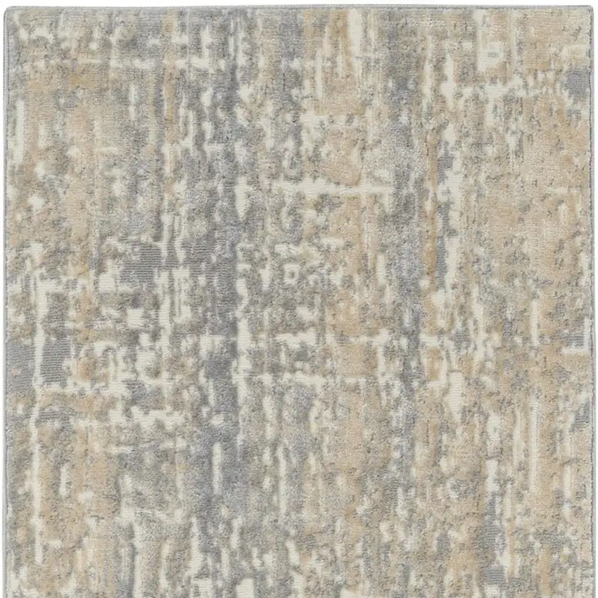 7' Gray Abstract Power Loom Runner Rug Photo 4