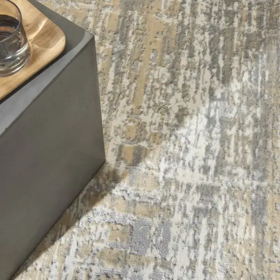 7' Gray Abstract Power Loom Runner Rug Photo 7