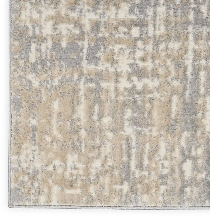7' Gray Abstract Power Loom Runner Rug Photo 3