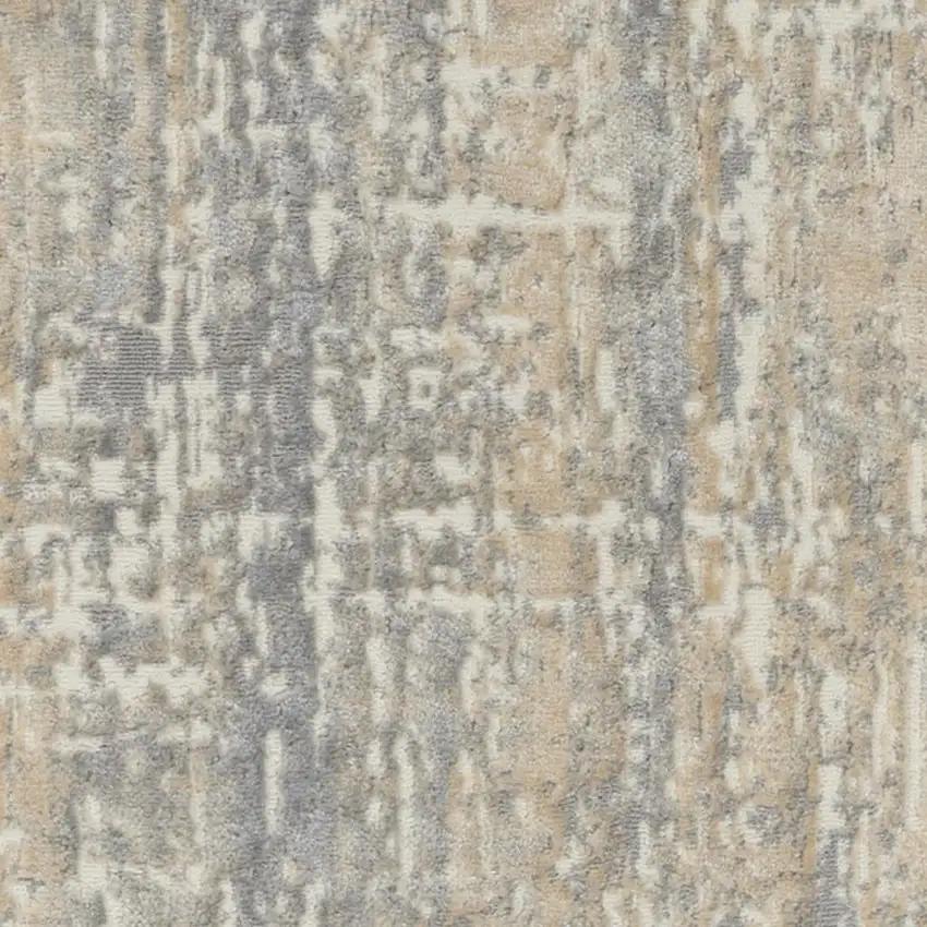 7' Gray Abstract Power Loom Runner Rug Photo 3