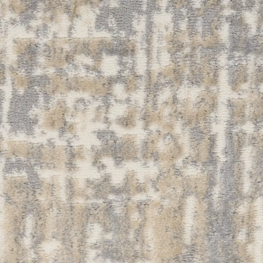 7' Gray Abstract Power Loom Runner Rug Photo 9