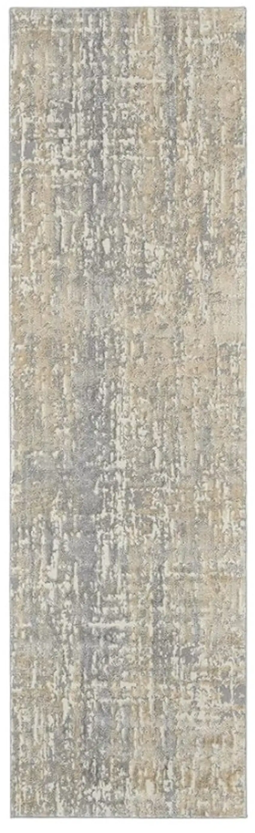 7' Gray Abstract Power Loom Runner Rug Photo 1