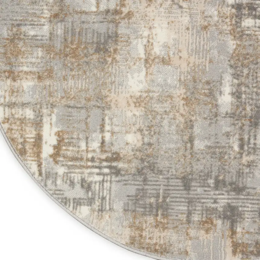 6' Gray Abstract Round Rug Photo 8