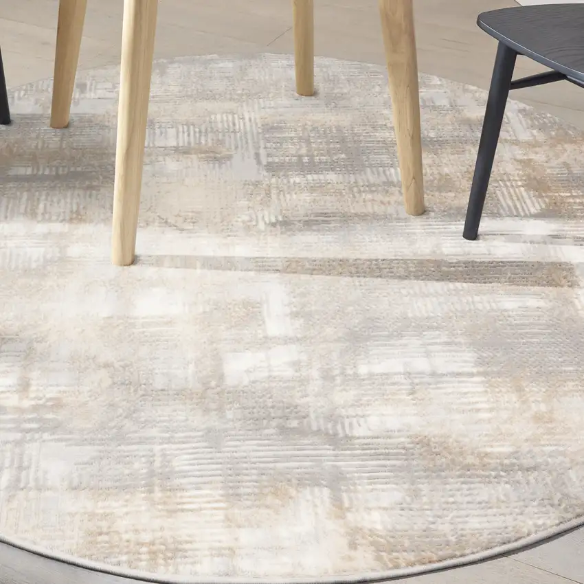 6' Gray Abstract Round Rug Photo 5