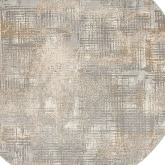 6' Gray Abstract Round Rug Photo 7