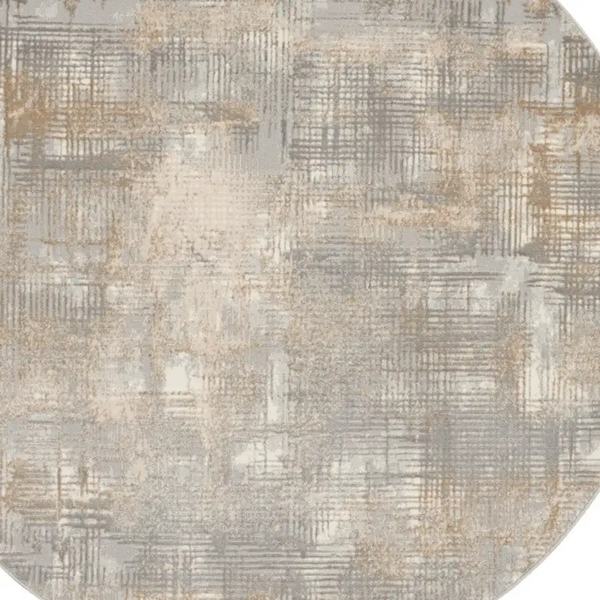 6' Gray Abstract Round Rug Photo 7