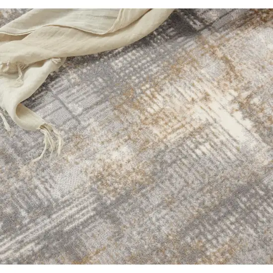 6' Gray Abstract Round Rug Photo 9