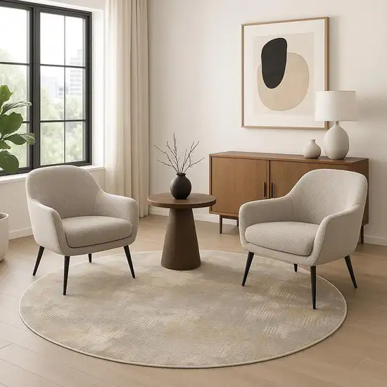 6' Gray Abstract Round Rug Photo 1