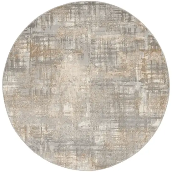 6' Gray Abstract Round Rug Photo 4
