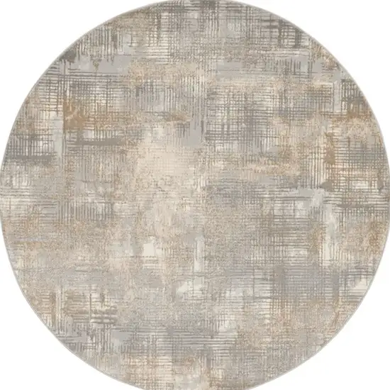 6' Gray Abstract Round Rug Photo 2