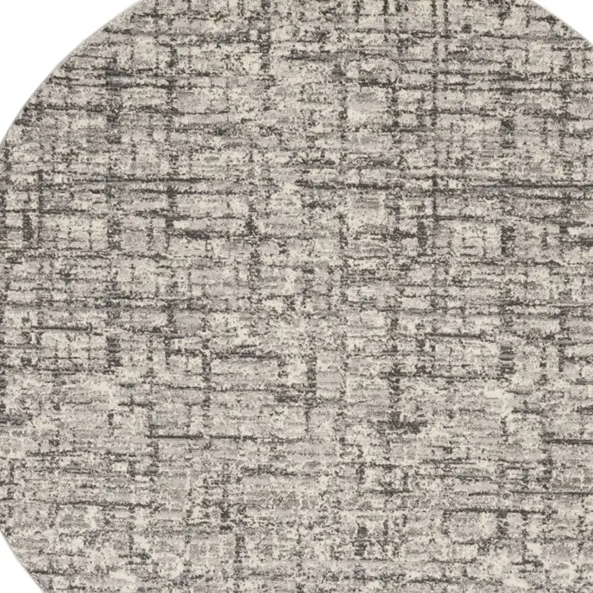 6' Gray Abstract Round Rug Photo 7